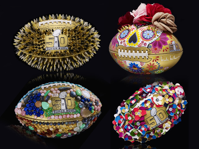 As bolas do Super Bowl customizadas por alguns estilistas e fashionistas || Créditos: Cortesia National Football League