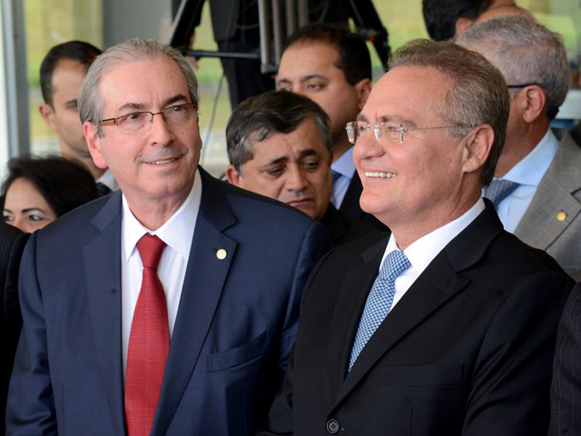 Cunha e Renan receberam a presidente na solenidade de abertura dos trabalhos do Congresso|| Agência Brasil