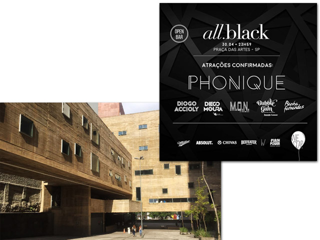 A festa All Black terá como palco a Praça da Artes no centro de São Paulo  || Créditos: Divulgação/Instagram