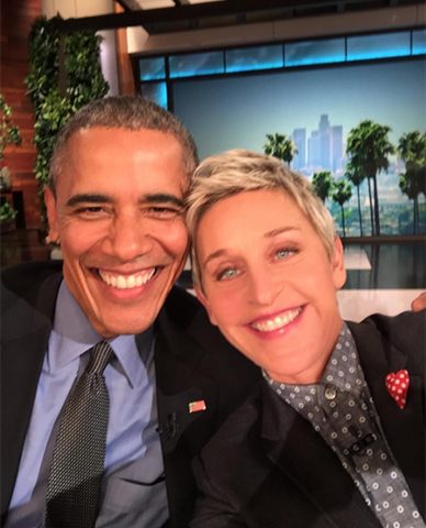 A selfie de Ellen comm Obama