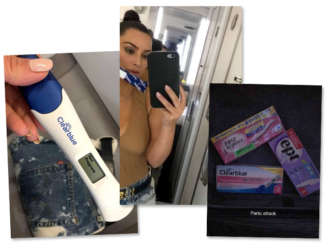 Kim Kardashian mostra os testes de gravidez no Snapchat