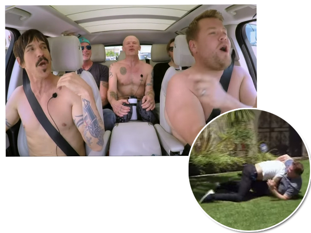 Cenas do "Carpool Karaoke" com os Red Hot Chili Peppers"