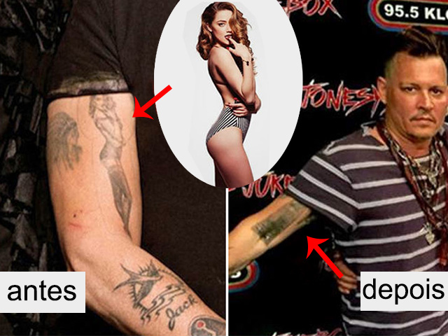Tatuagem alterada no braço de Johnny Depp || Créditos: Reprodução Site