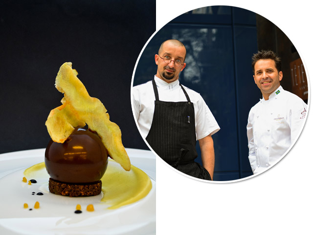 Chef Bertrand Busquet e chef Gabriel Matteuzzi, e a surpreendente sobremesa de chocolate com mandioquinha