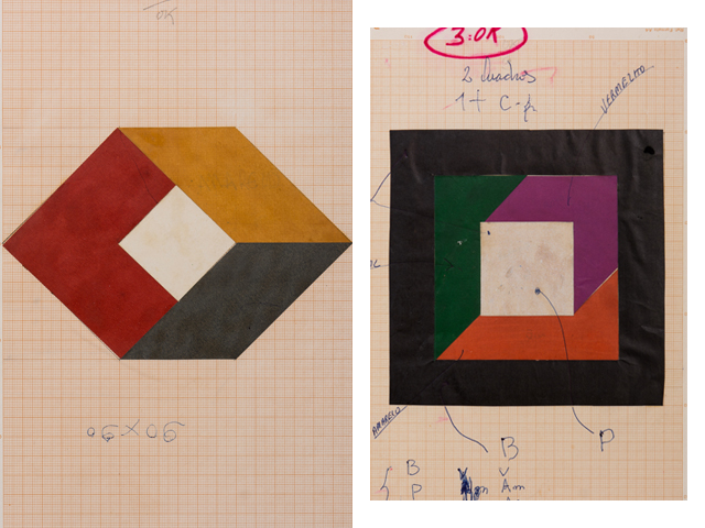 Duas telas da exposição “Geraldo Industrial”, de Geraldo de Barros