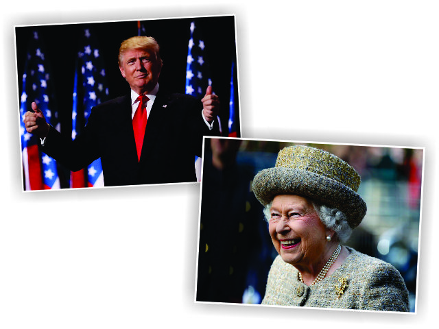 Donald Trump e a rainha Elizabeth II