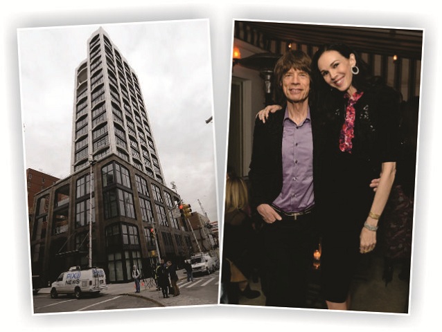 O prédio de L'Wren, e a estilista com Mick Jagger
