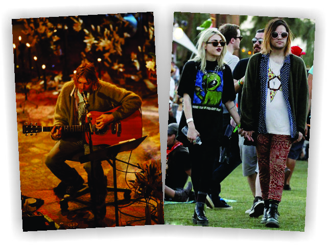 Kurt Cobain na gravação do 'MTV Unplugged', e o ex-casal Frances e Isaiah || Créditos: Getty Images