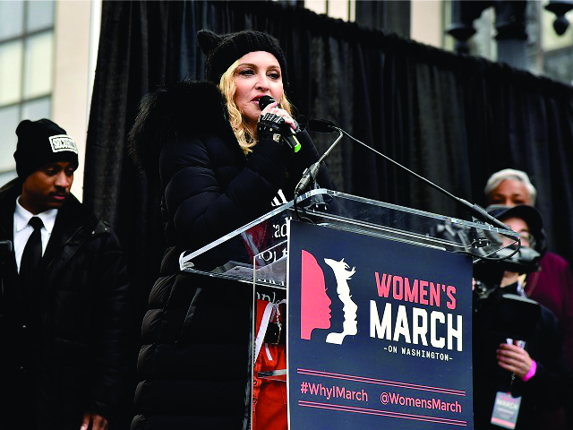 Madonna discursa durante a Marcha das Mulheres