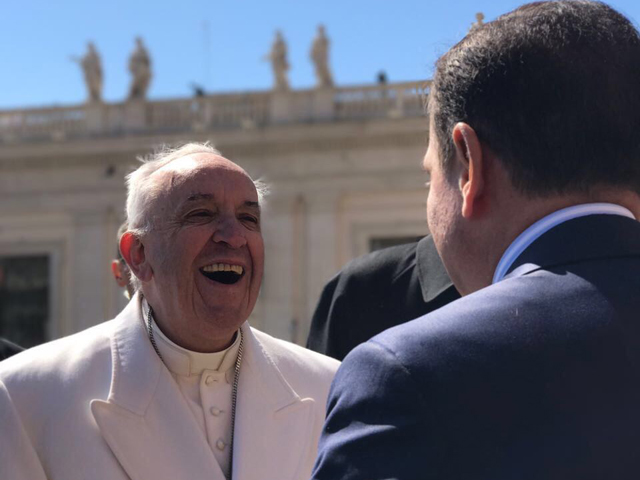 Doria com o papa Francisco no Vaticano || Créditos: Divulgação