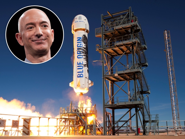 Lançamento da Blue Origin, de Jeff Bezos || Créditos: Getty Images/Divulgação