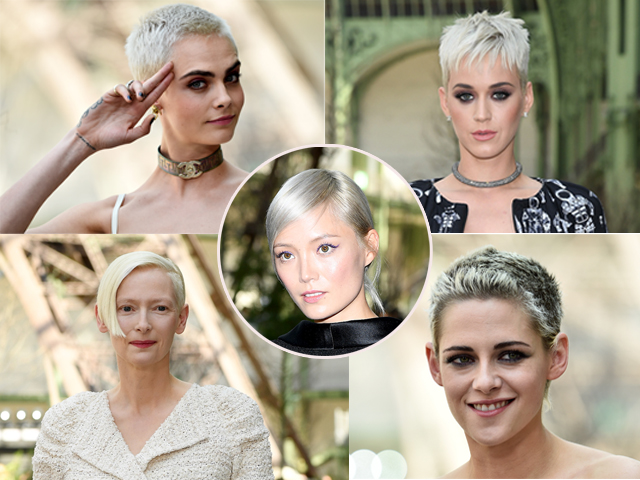 Cara Delevingn, Katy Perry, Tilda Swinton, Kristen Stewart e Pom Klementieff no desfile da Chanel