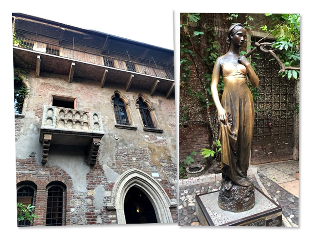Sacada deCasa de Julieta e detalhe da sua estátua 