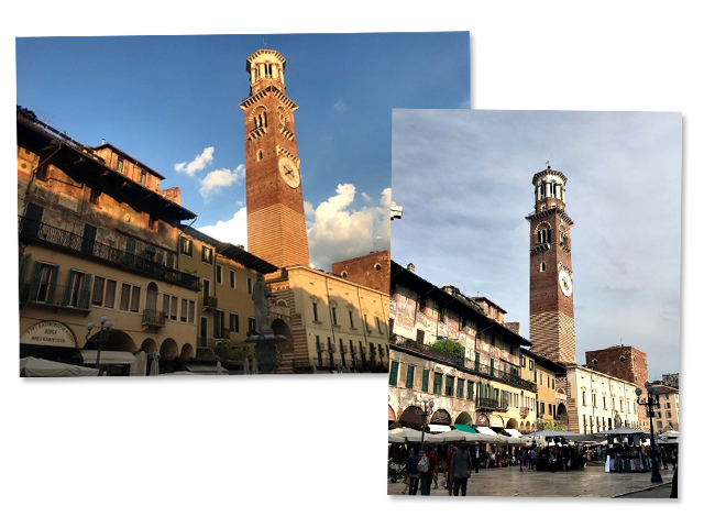 Piazza dei Signori, onde está o Palácio do Governo, com a Torre dei Lambertini 