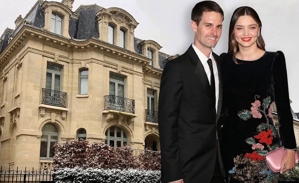 Evan Spiegel e Miranda Kerr: ao fundo, o novo endereço deles em Paris