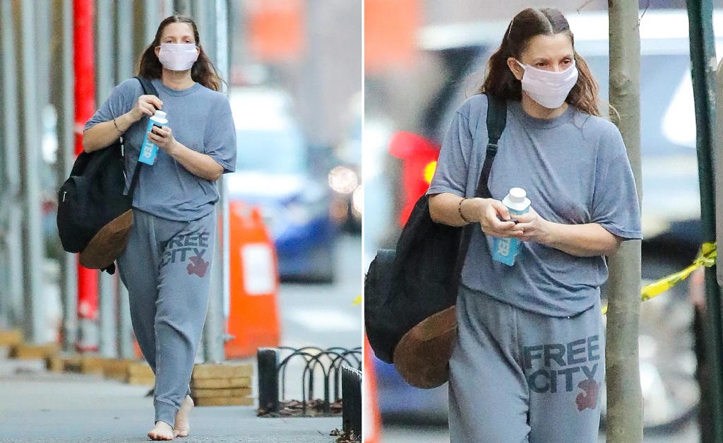 Drew Barrymore descalça nas ruas de NY