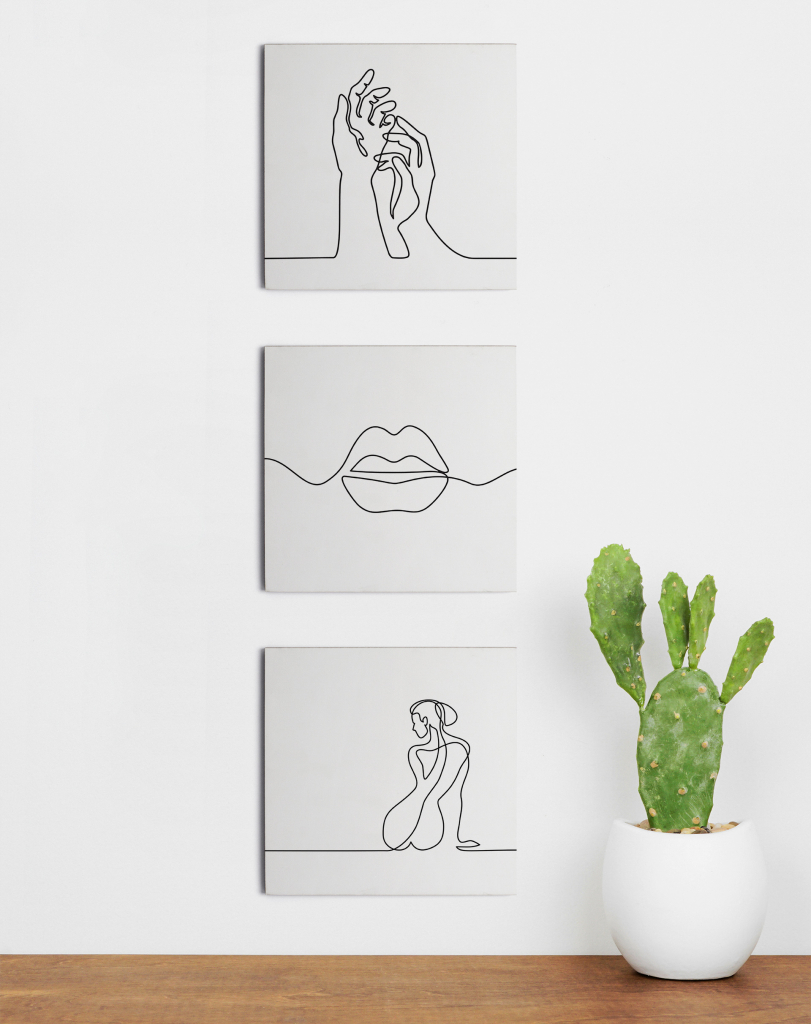 Design Up Living Kit Silhueta com 3 Placas Decorativas 17x17 (R$ 89,90)