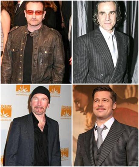 Bono, Daniel Day Lewis, The Edge e Brad Pitt: cara de um, focinho de outro