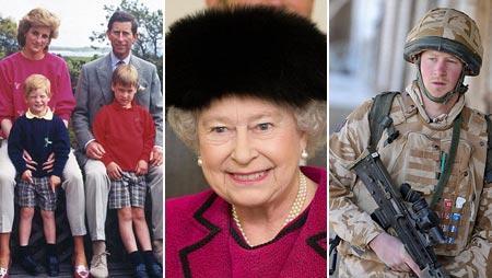 Prince Charles and Lady Di with their kids, Queen Elizabeth and Prince Harry: family pictures